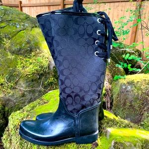 Coach logo tristee rain boots 10 US 40 EU black